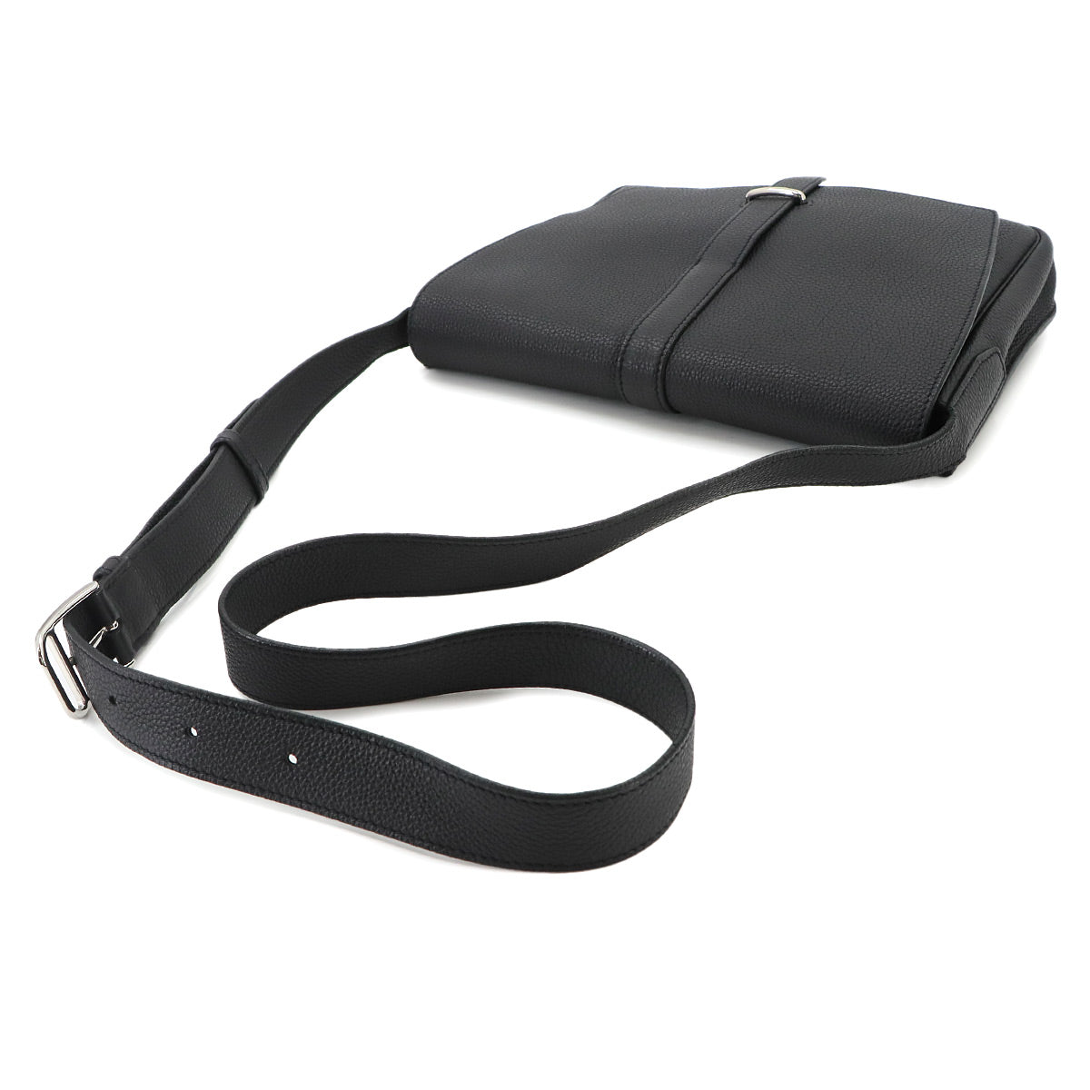 Steve light junior Shoulder Bag Veau Togo Black Purse