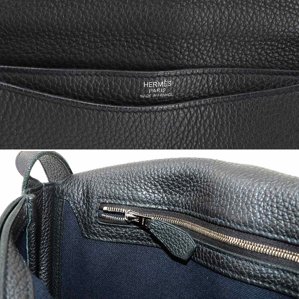Steve light junior Shoulder Bag Veau Togo Black Purse