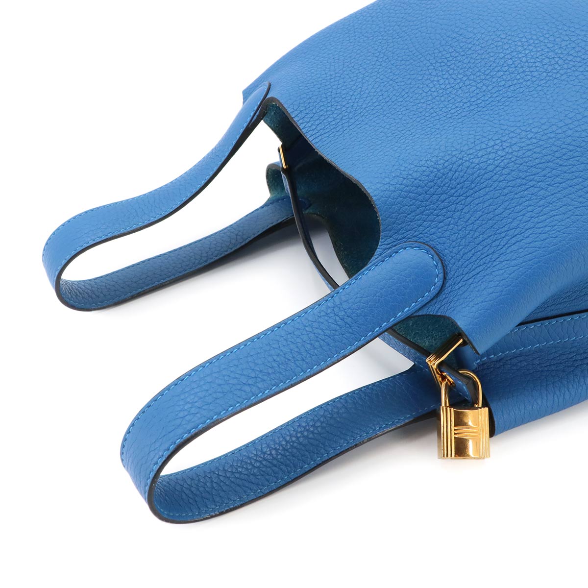 Picotin Lock PM Hand Bag Taurillon Clemence Blue zellige