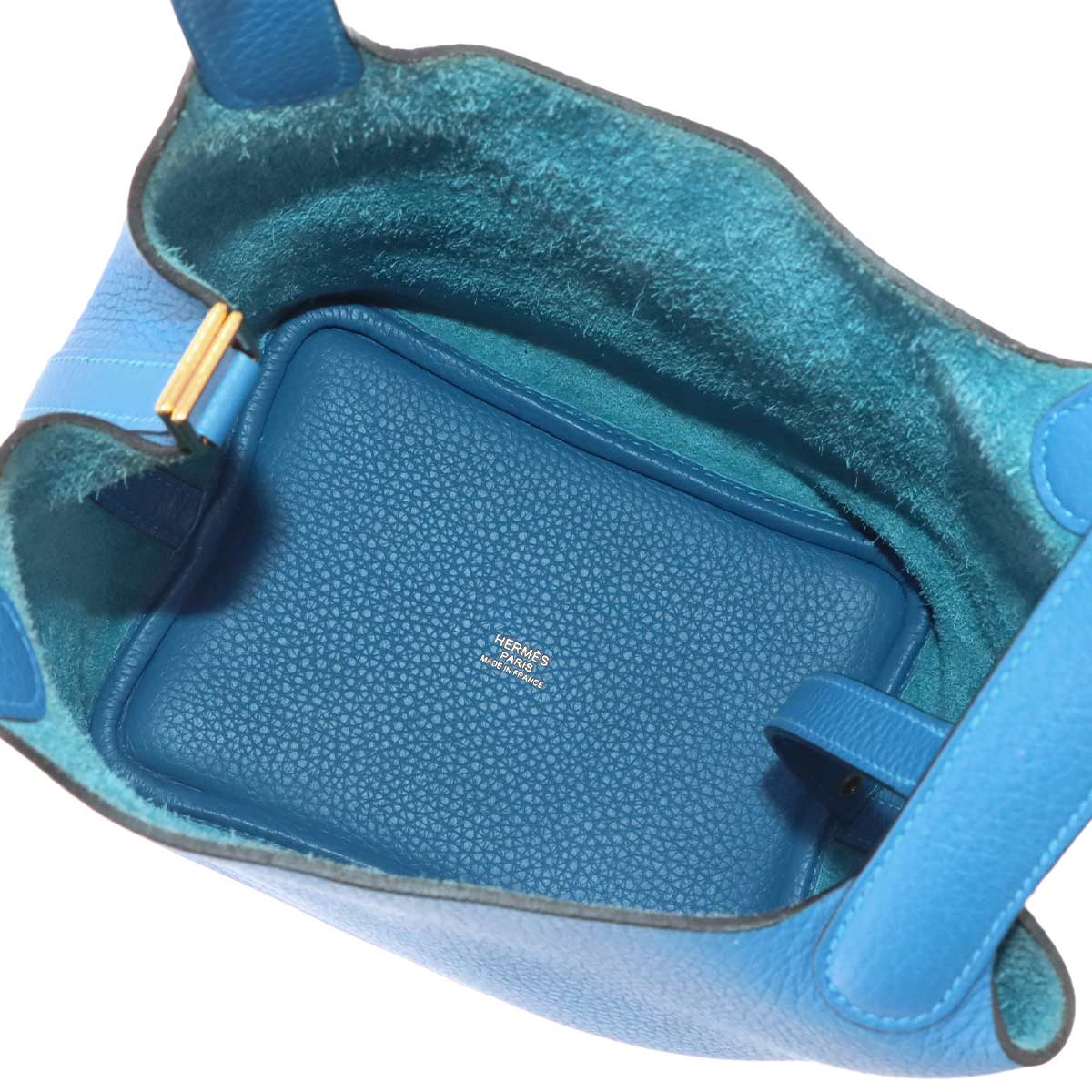 Picotin Lock PM Hand Bag Taurillon Clemence Blue zellige