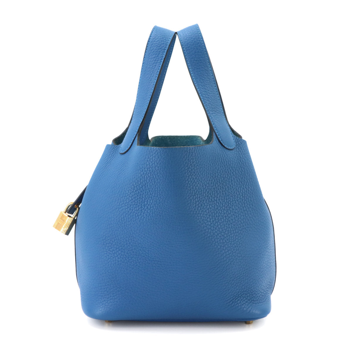 Picotin Lock PM Hand Bag Taurillon Clemence Blue zellige