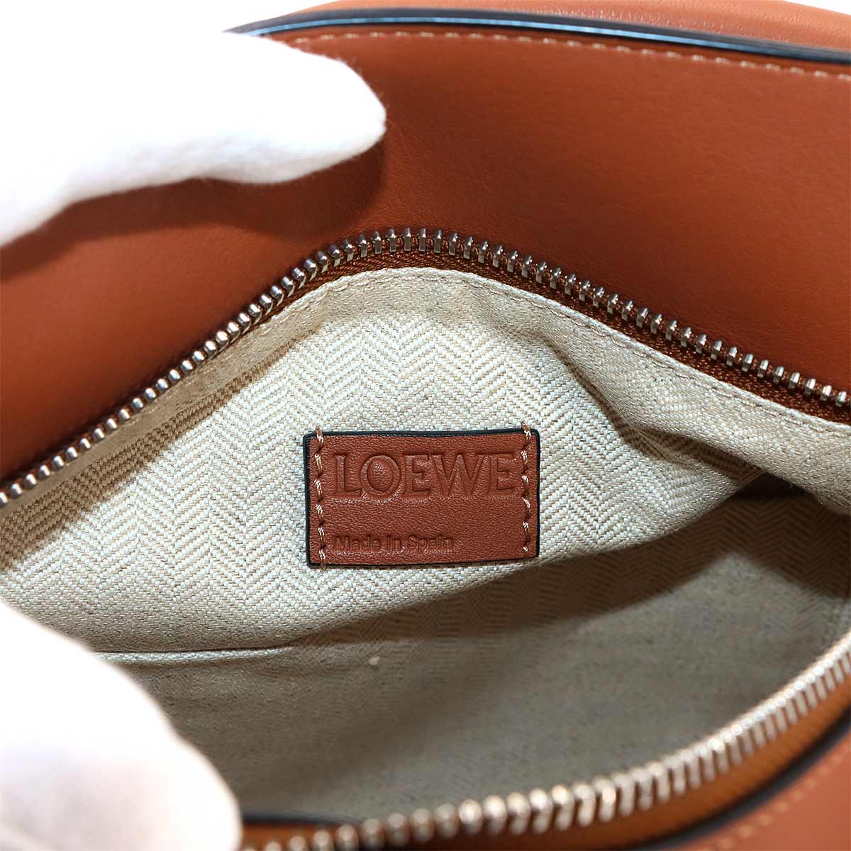 Pazzle Bag Small 2way Hand Shoulder Bag Leather Tan Brown