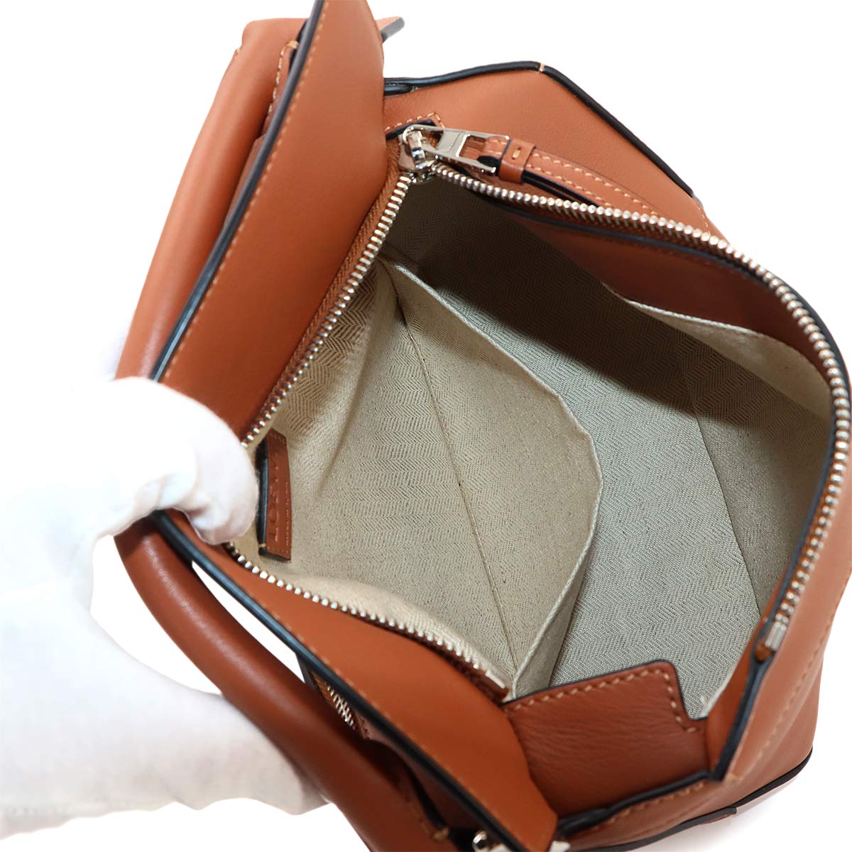 Pazzle Bag Small 2way Hand Shoulder Bag Leather Tan Brown