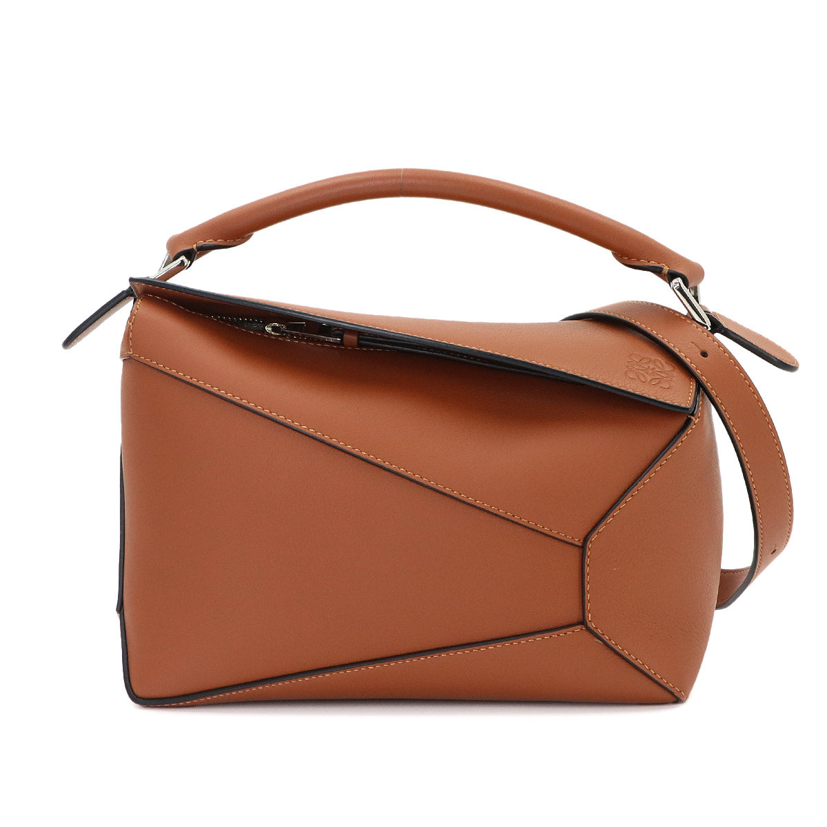 Pazzle Bag Small 2way Hand Shoulder Bag Leather Tan Brown