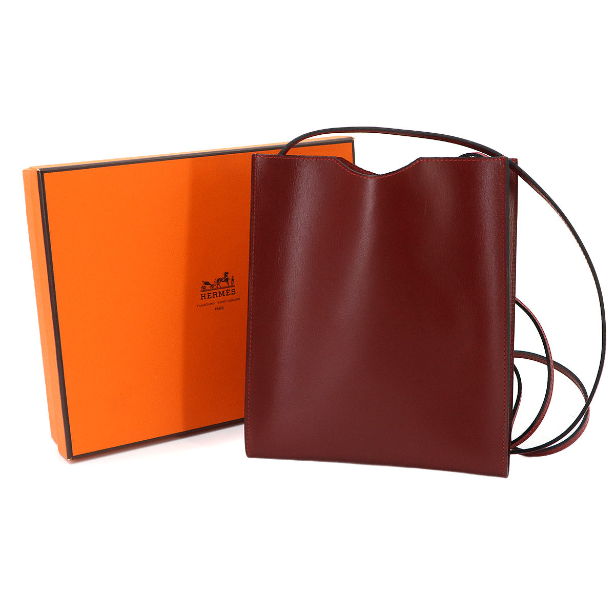 Onimaitou Shoulder Bag Box Calf Rouge H Purse Pochette