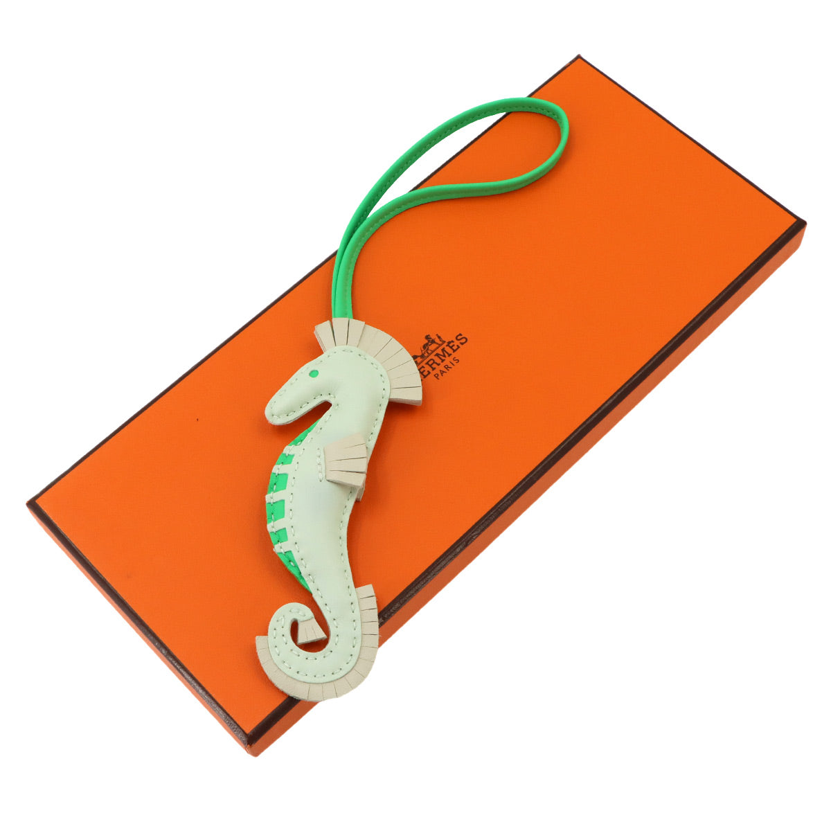 Hippo Seahorse Bag Charm Agneau Milo Vert Fizz