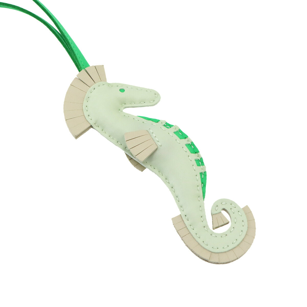 Hippo Seahorse Bag Charm Agneau Milo Vert Fizz