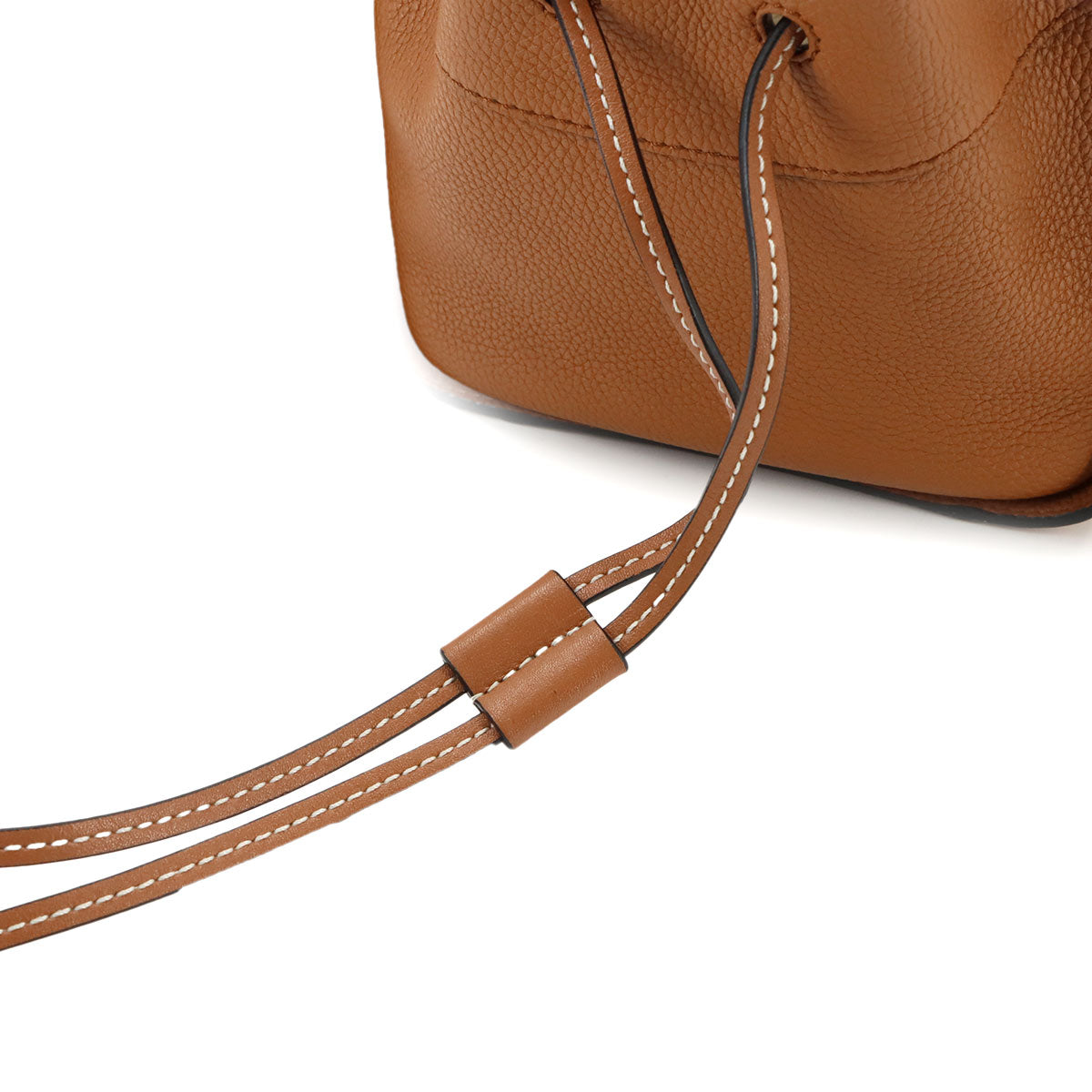 Hammock Drawstring Mini Hand Shoulder Bag Leather Brown