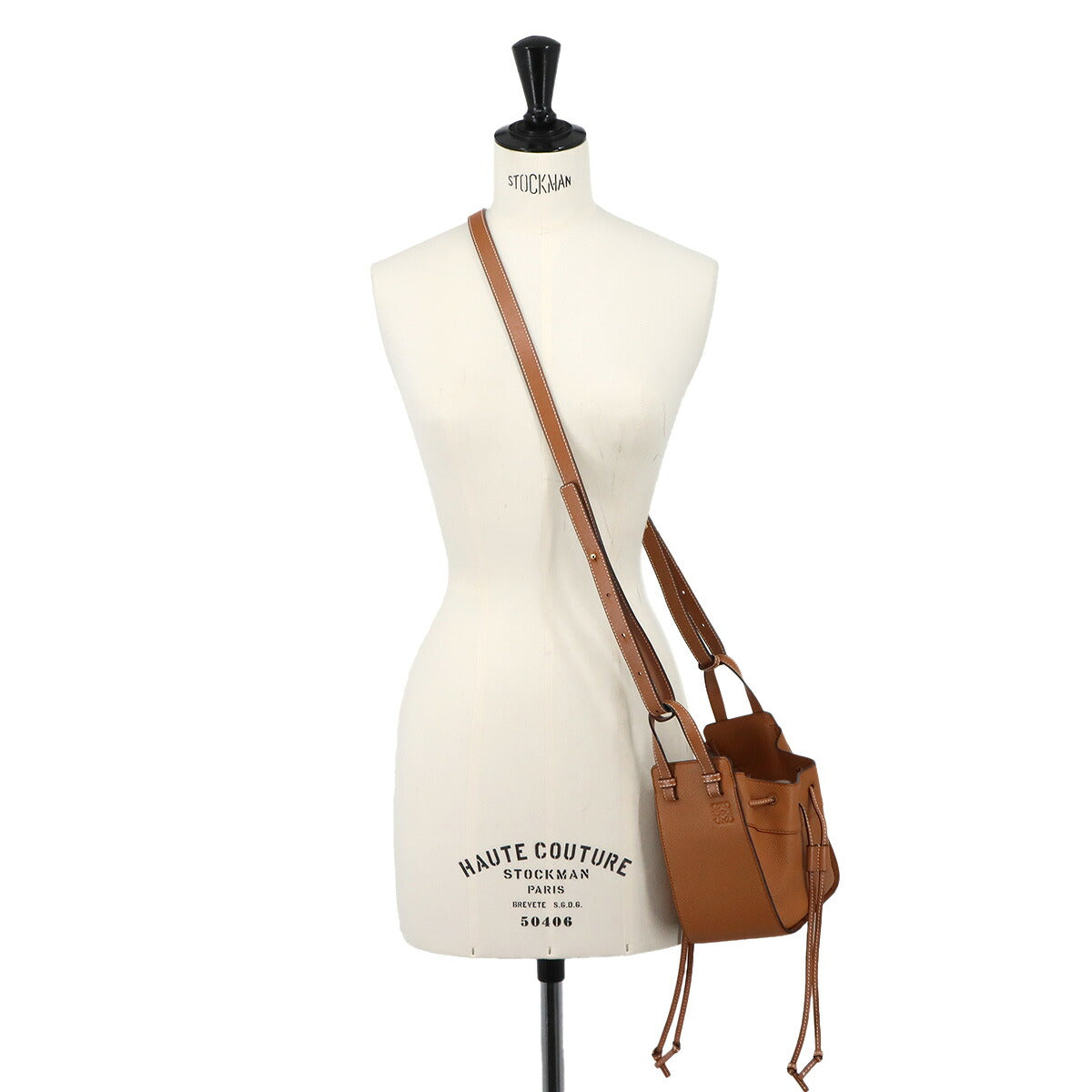 Hammock Drawstring Mini Hand Shoulder Bag Leather Brown