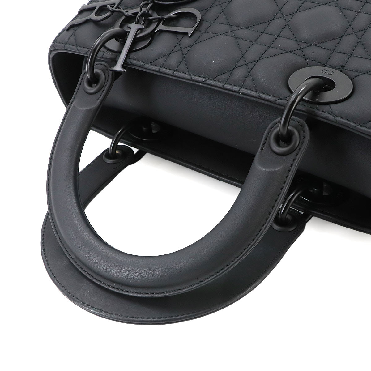 Lady Dior Medium Hand Shoulder Bag Leather Black