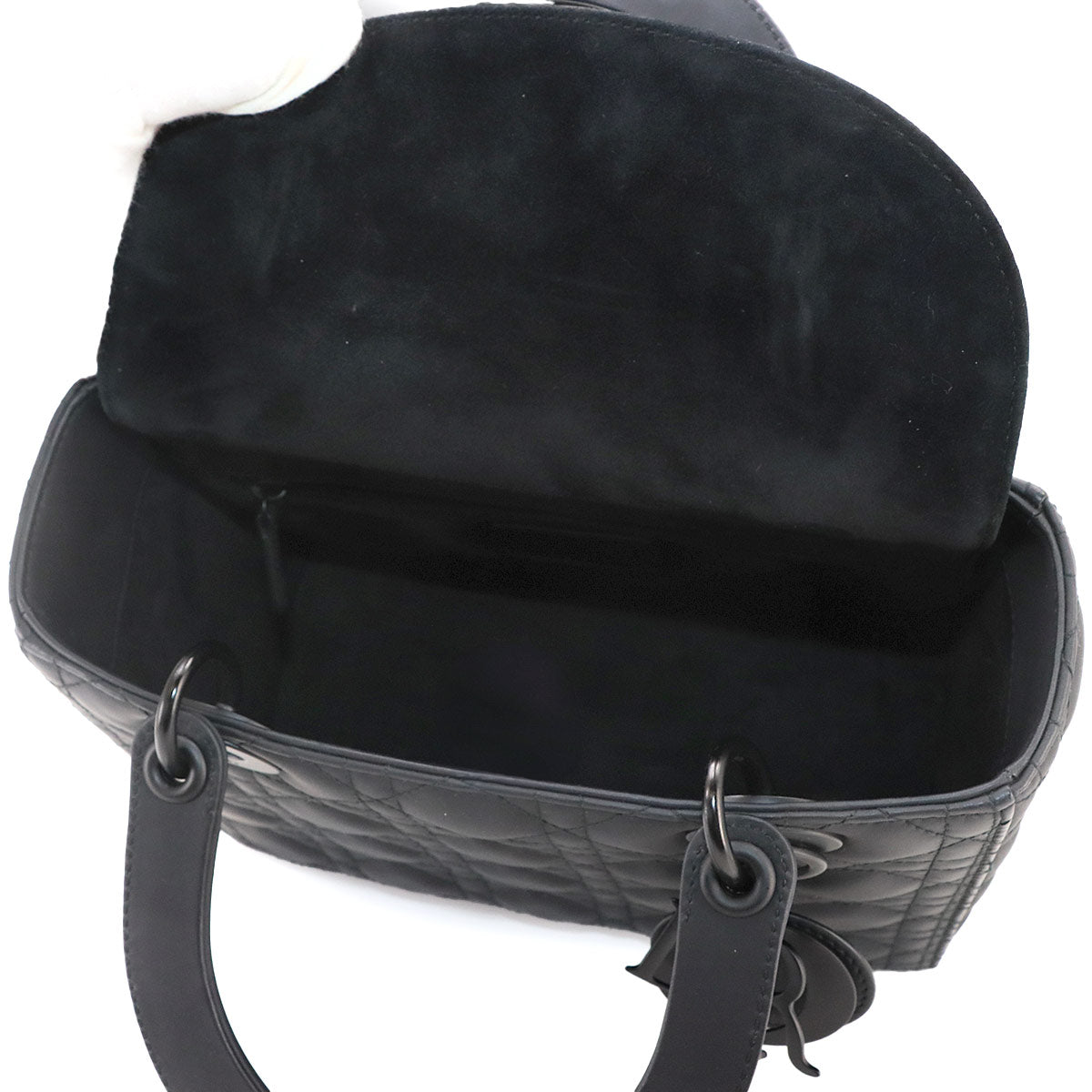 Lady Dior Medium Hand Shoulder Bag Leather Black
