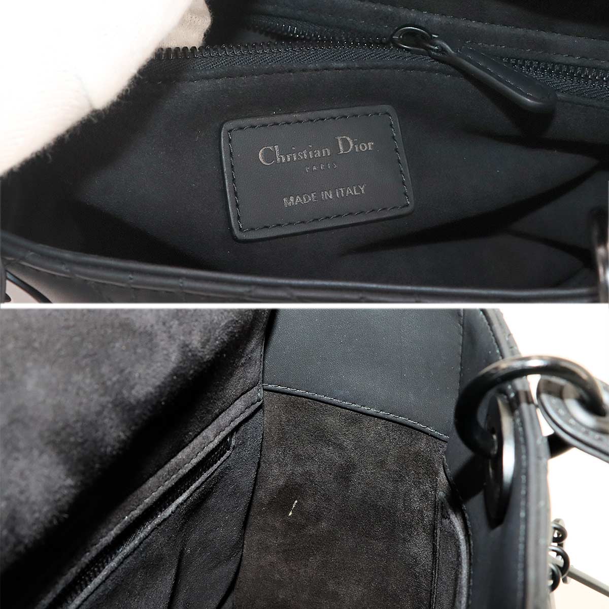 Lady Dior Medium Hand Shoulder Bag Leather Black