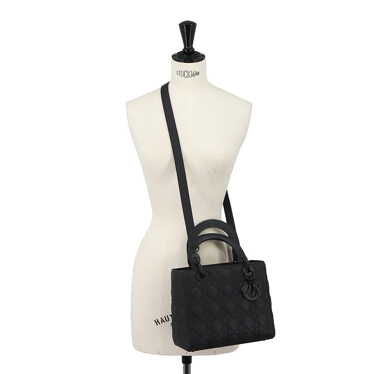 Lady Dior Medium Hand Shoulder Bag Leather Black