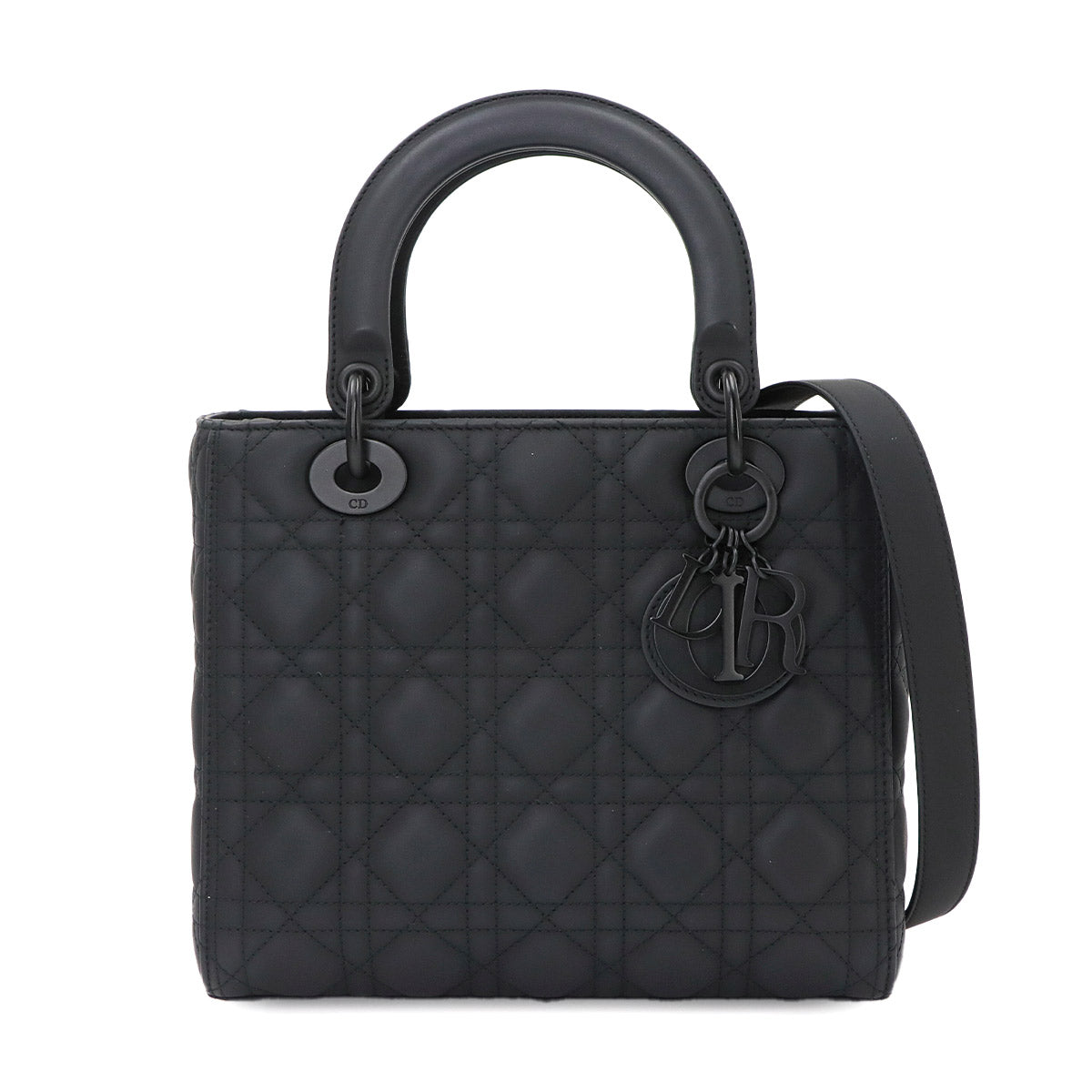 Lady Dior Medium Hand Shoulder Bag Leather Black