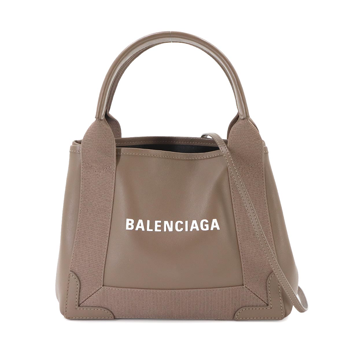 Navy XS Cabas Tote Shoulder Bag Leather Brown 390346