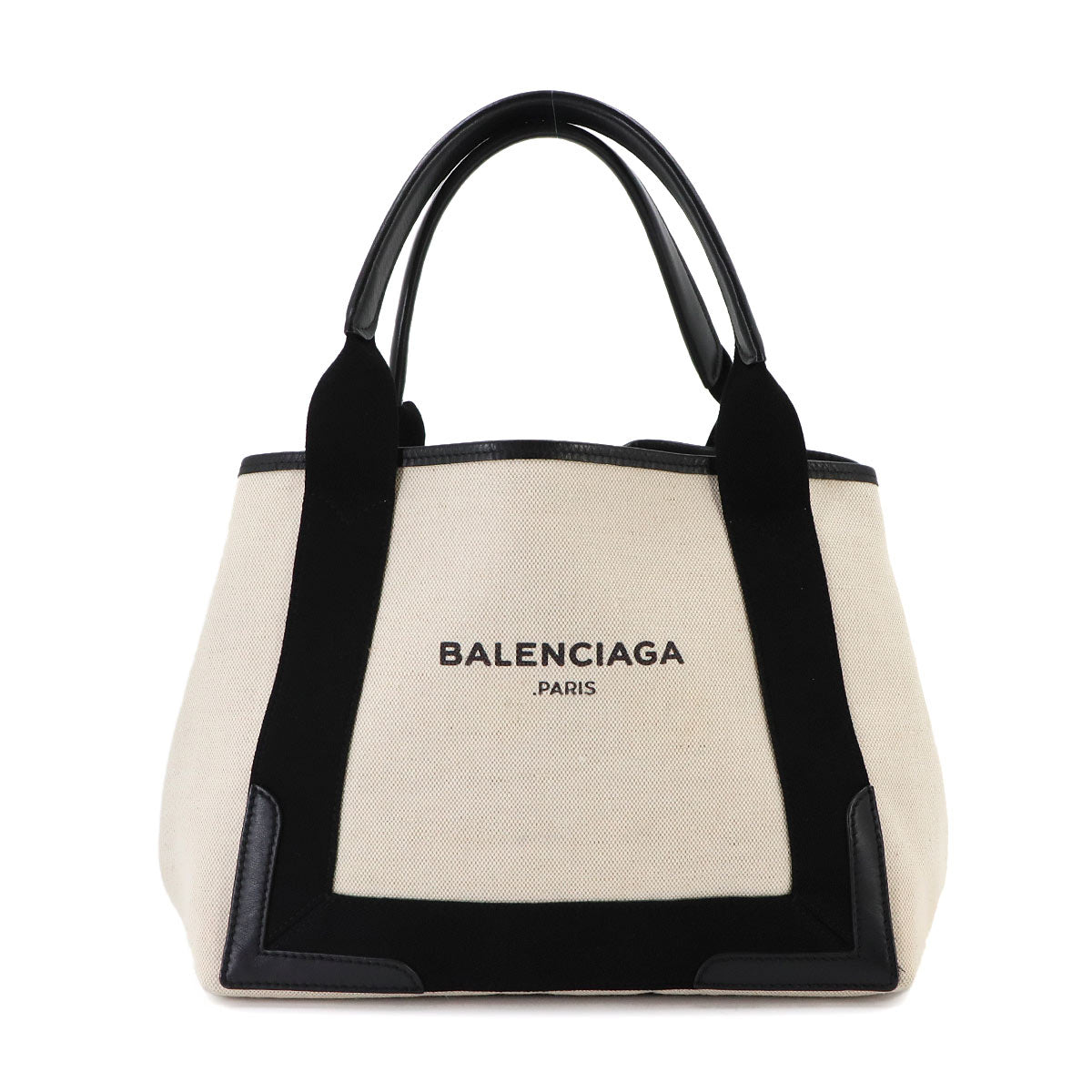 Navy Cabas Small Tote Bag Canvas Leather White Black 339933