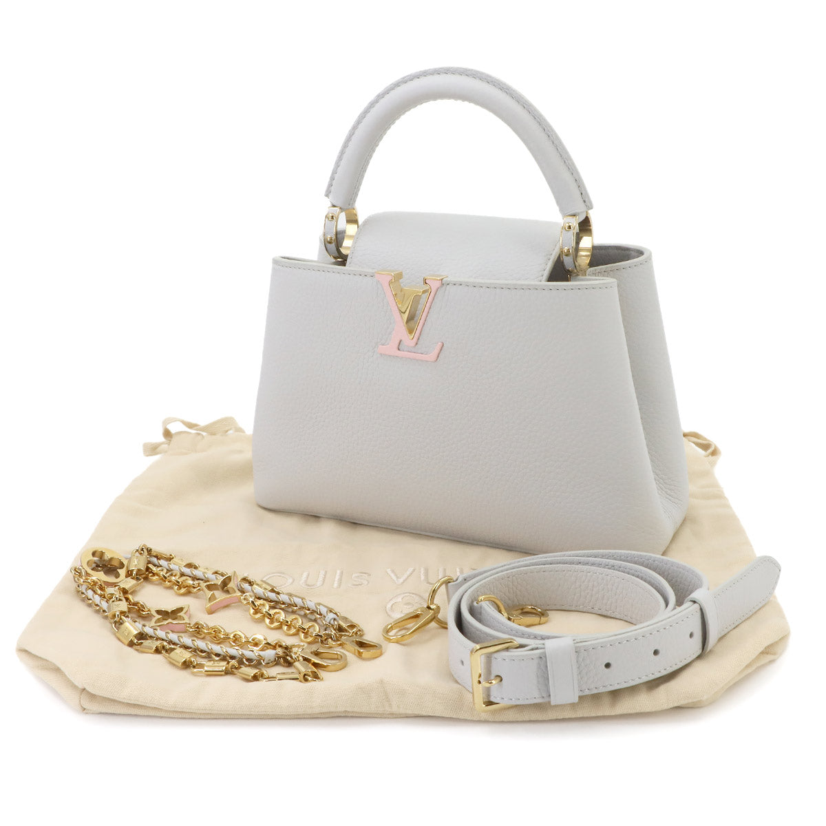 Capucines BB Hand Shoulder Bag Taurillon Leather Gray