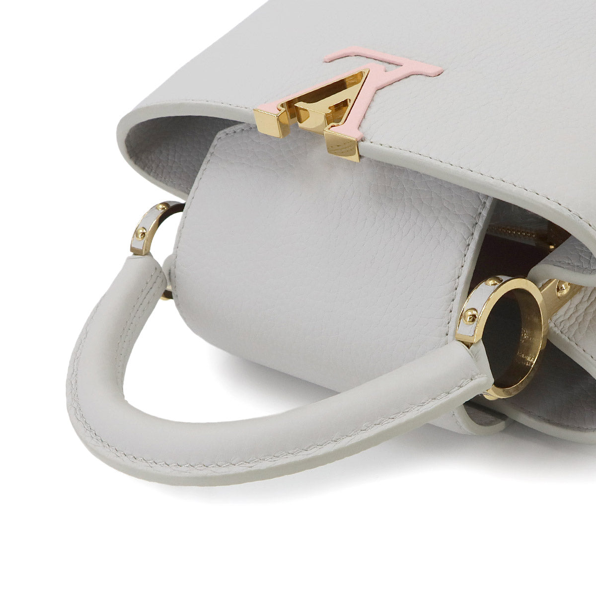 Capucines BB Hand Shoulder Bag Taurillon Leather Gray