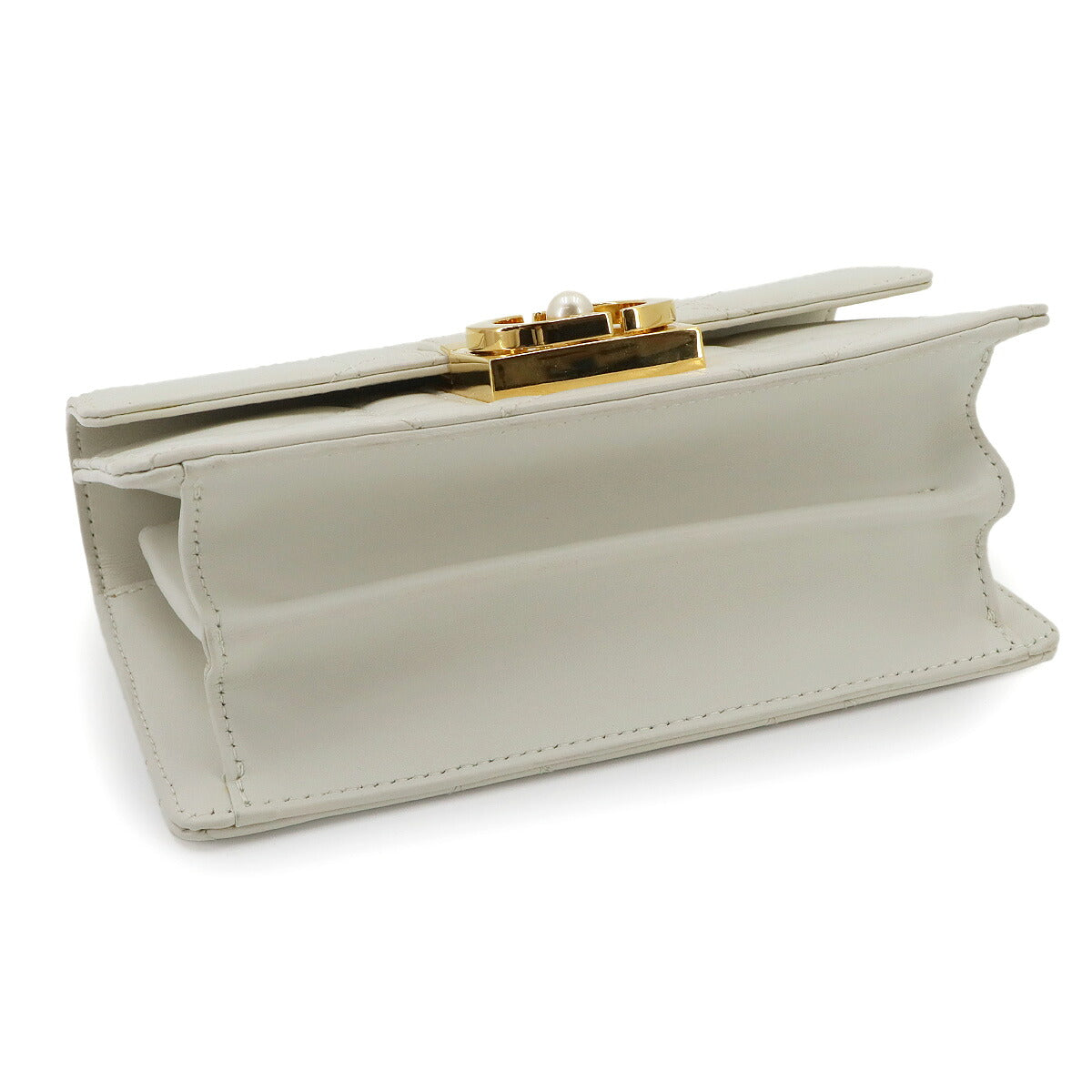 Dior Ange Mini Microcannage Hand Shoulder Bag Leather White