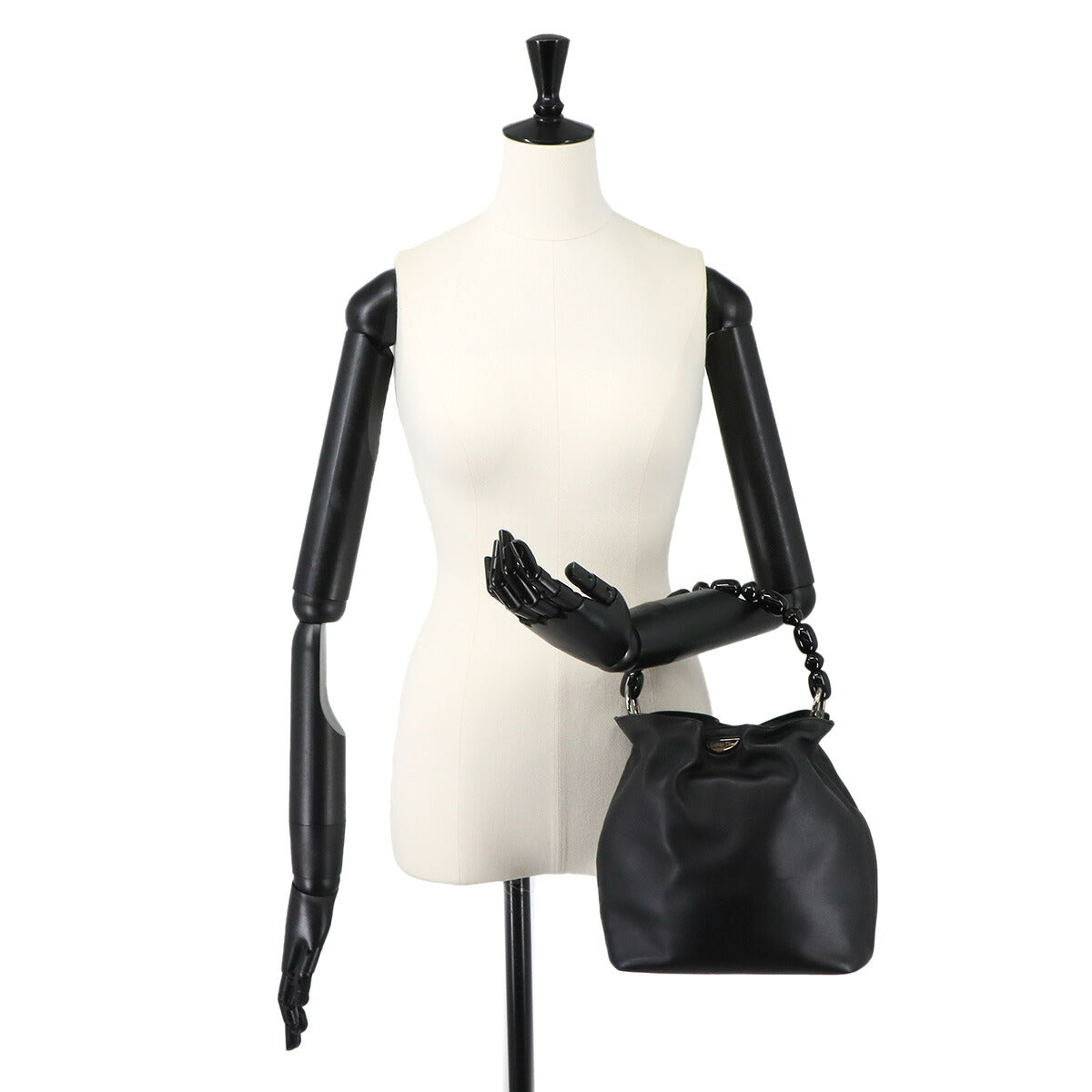 Maris Pearl Hand Bag Leather Black