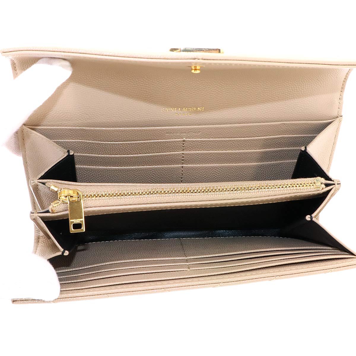 Monogram Large Flap Wallet Leather Beige 372264