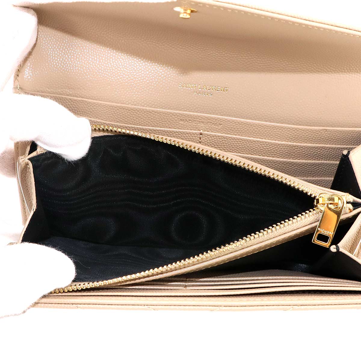 Monogram Large Flap Wallet Leather Beige 372264