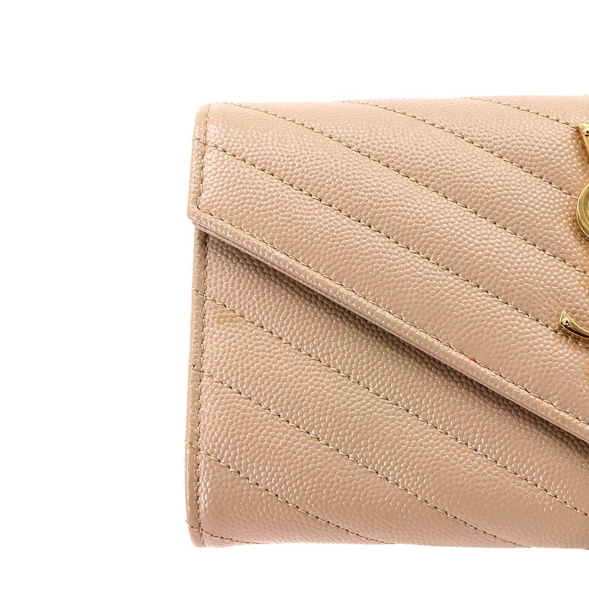 Monogram Large Flap Wallet Leather Beige 372264