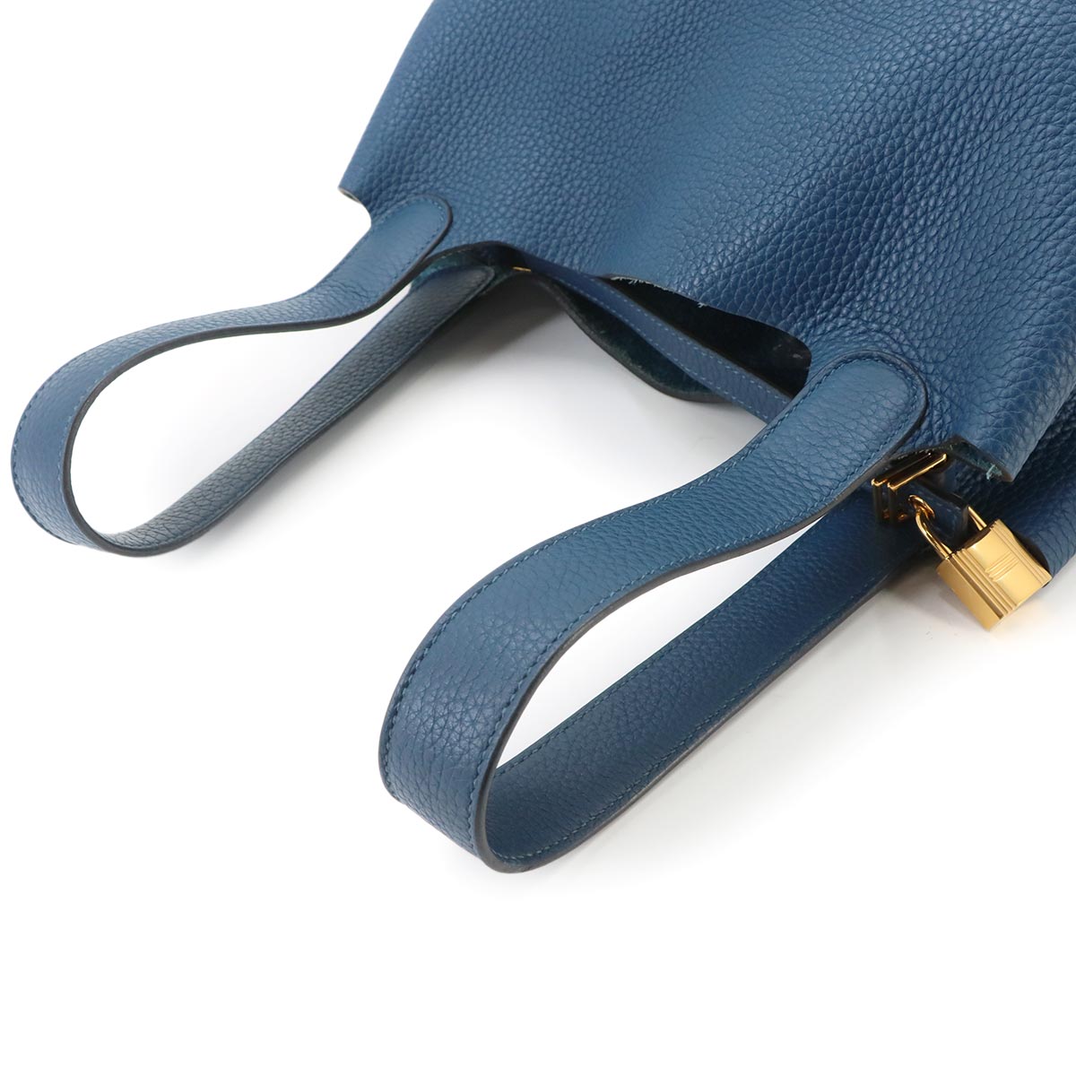 Picotin Lock MM Hand Bag Taurillon Clemence Deep Blue Y