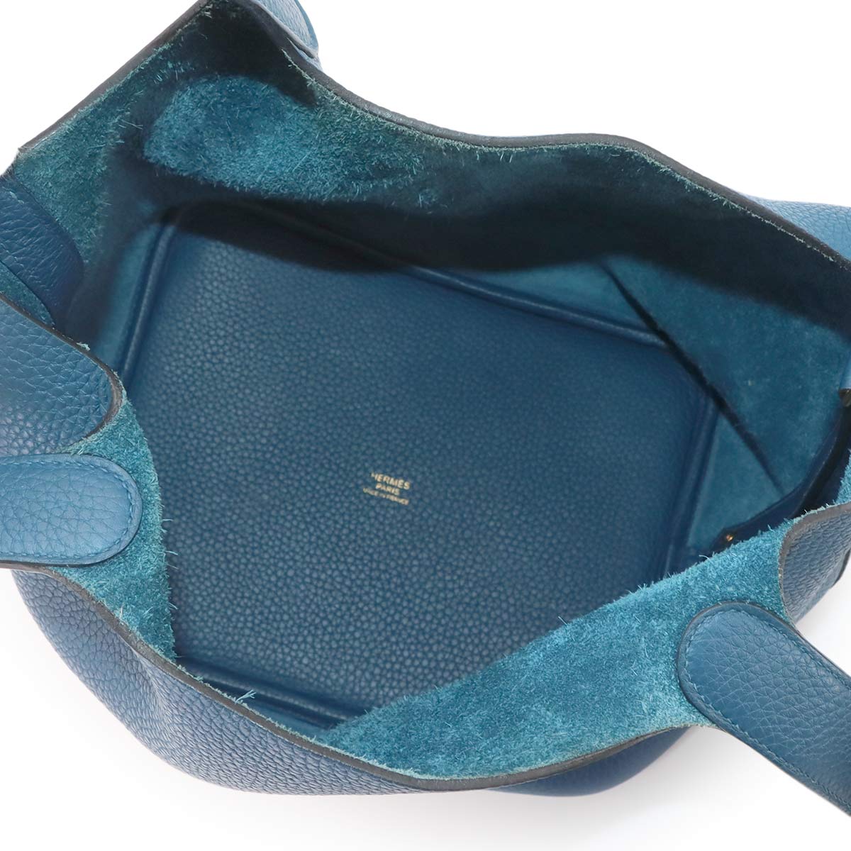Picotin Lock MM Hand Bag Taurillon Clemence Deep Blue Y