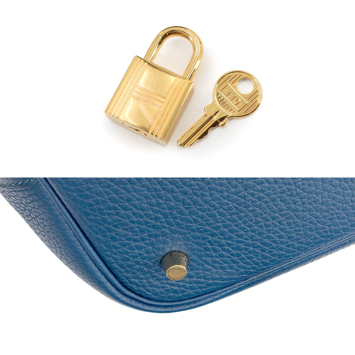Picotin Lock MM Hand Bag Taurillon Clemence Deep Blue Y