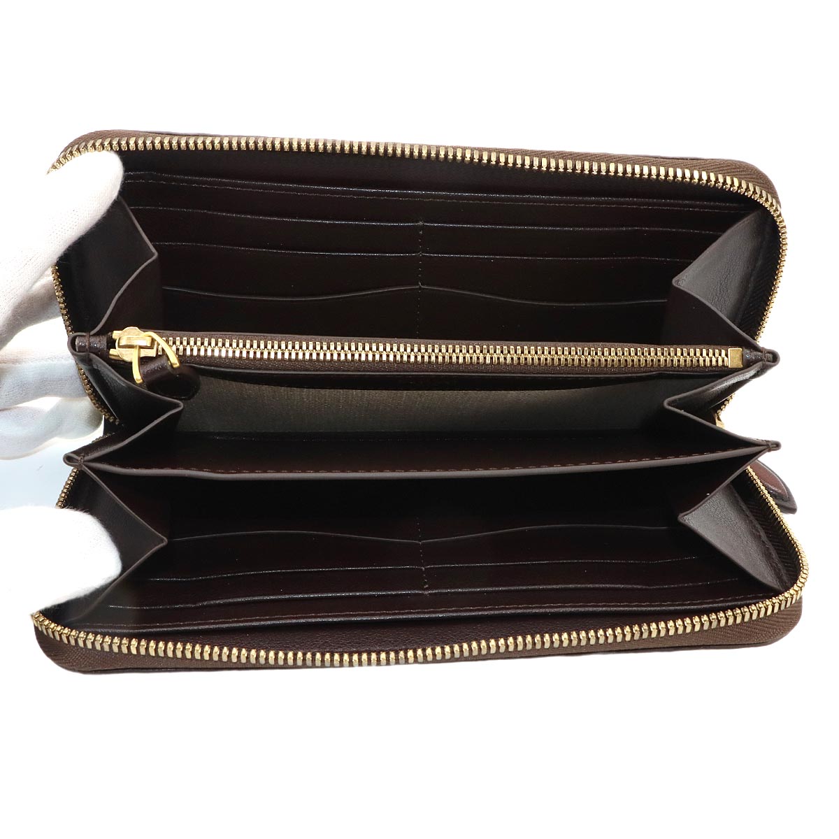 Itauba Long Wallet Toile Marbeuf Canvas Leather Dark brown
