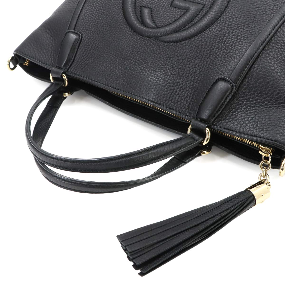 Soho Interlocking G Tote Shoulder Bag Leather Black 369176