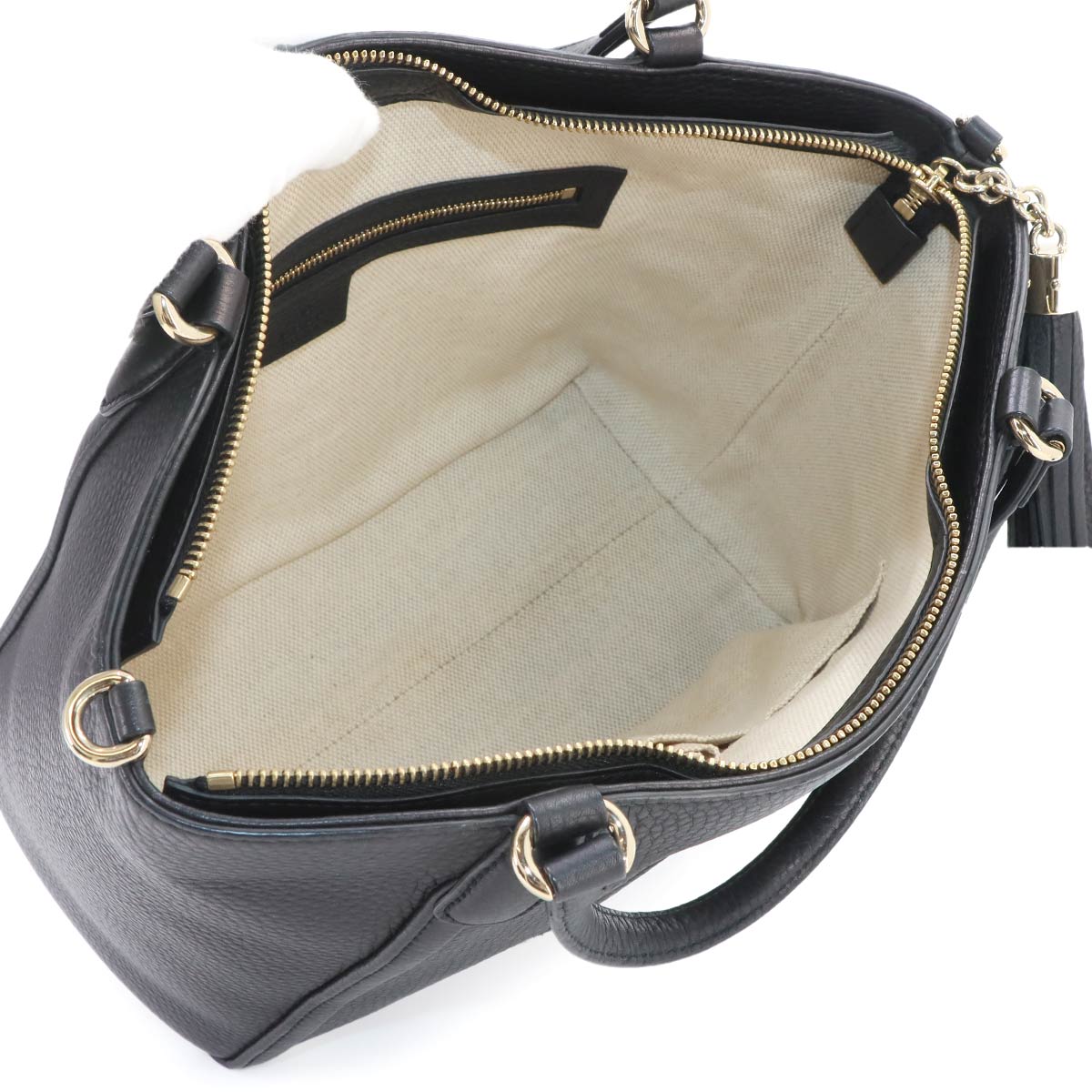 Soho Interlocking G Tote Shoulder Bag Leather Black 369176