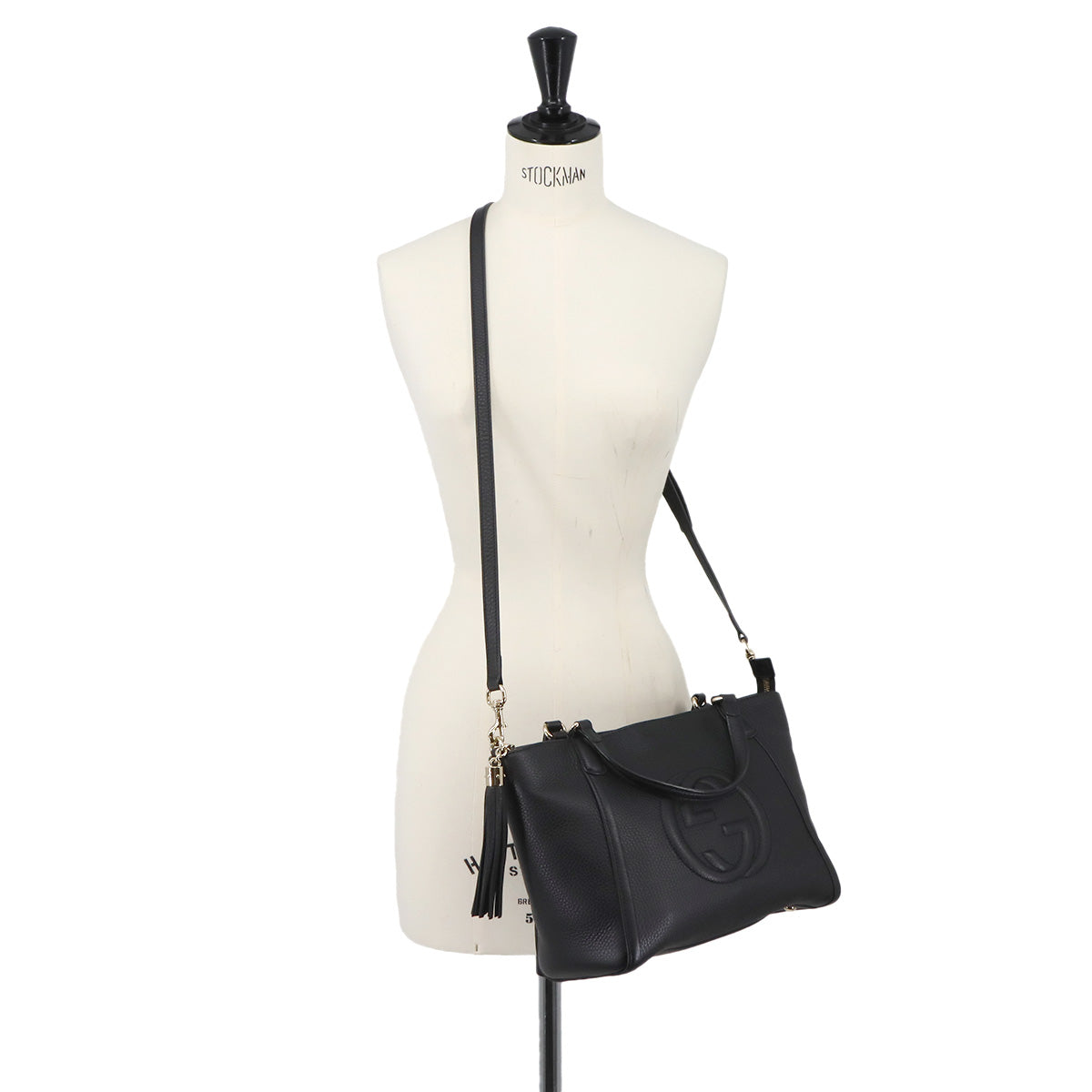 Soho Interlocking G Tote Shoulder Bag Leather Black 369176