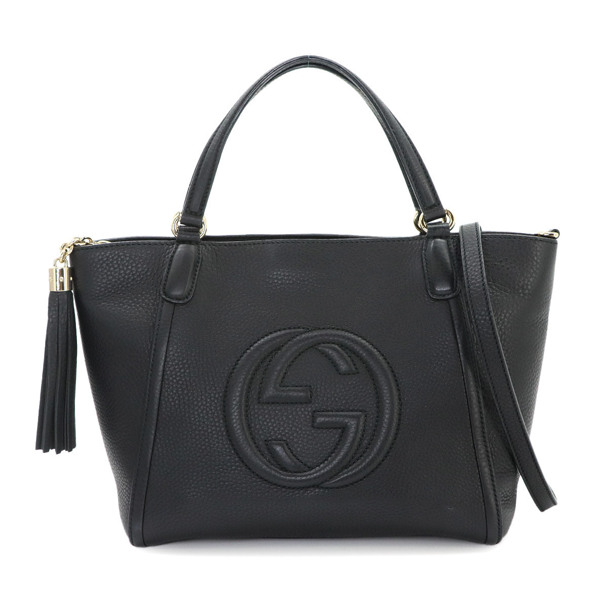 Soho Interlocking G Tote Shoulder Bag Leather Black 369176