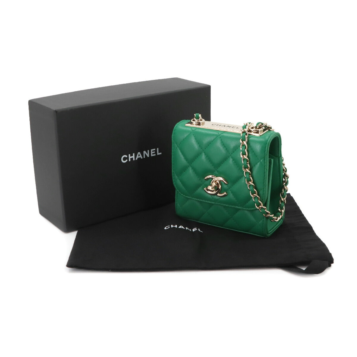 Trendy CC Matelasse Chain Shoulder Bag Leather Green A81633