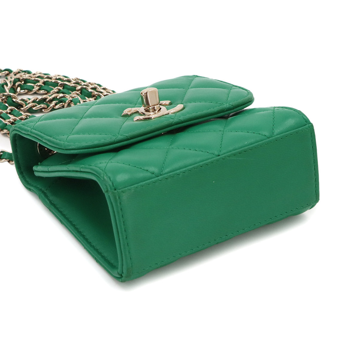 Trendy CC Matelasse Chain Shoulder Bag Leather Green A81633