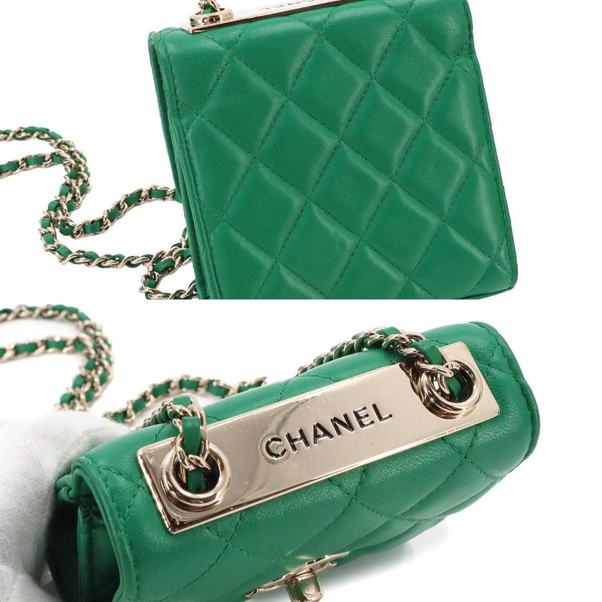 Trendy CC Matelasse Chain Shoulder Bag Leather Green A81633
