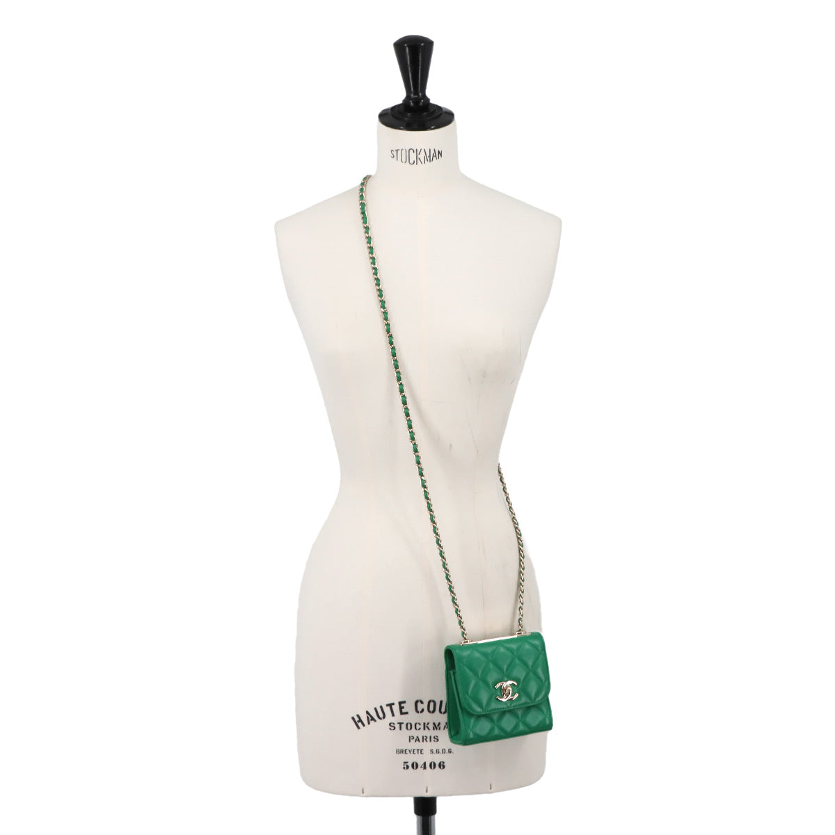 Trendy CC Matelasse Chain Shoulder Bag Leather Green A81633