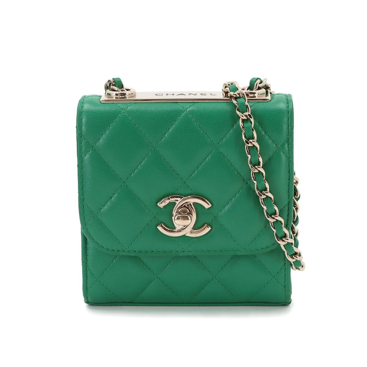 Trendy CC Matelasse Chain Shoulder Bag Leather Green A81633