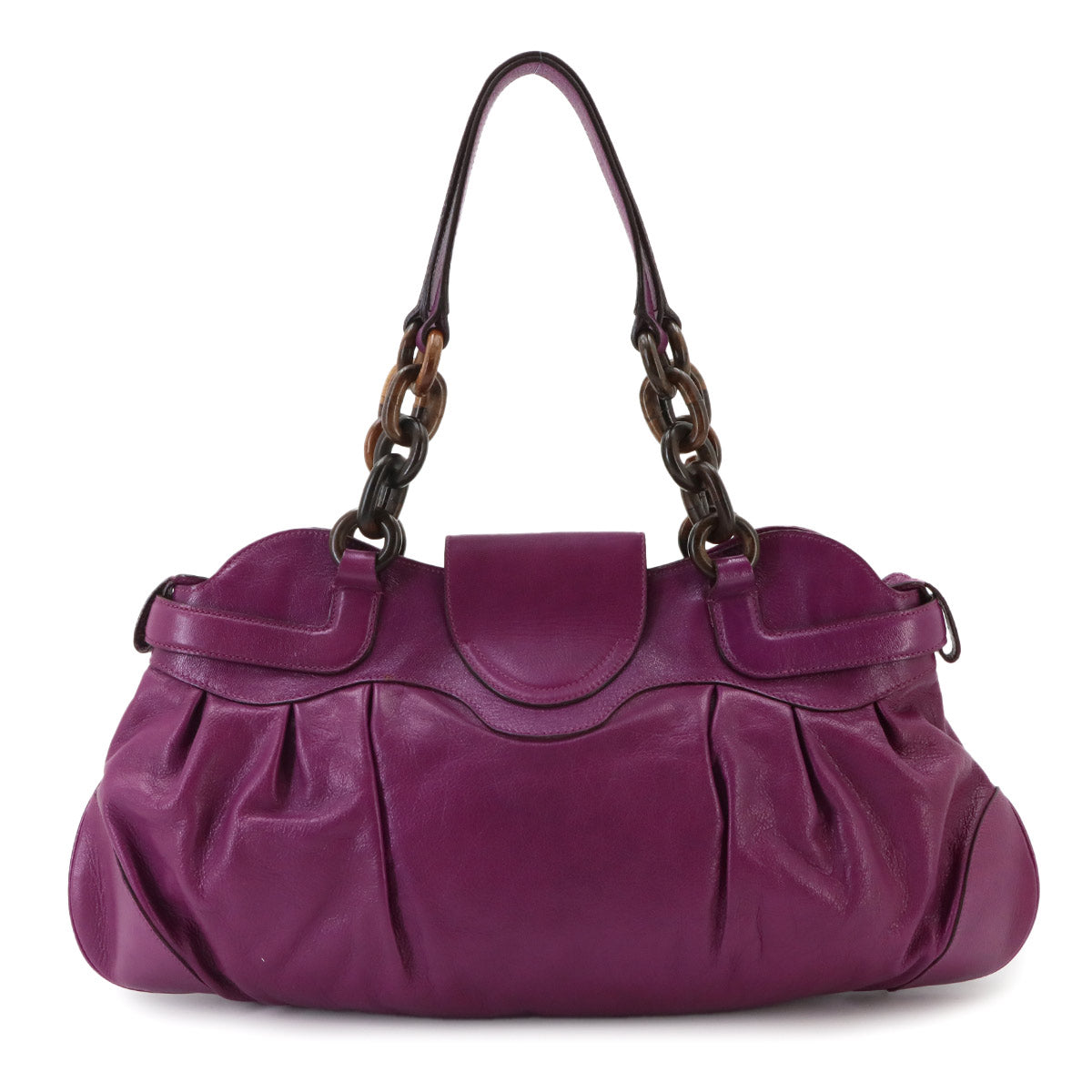 Gancini Wood Chain Shoulder Bag Leather Purple