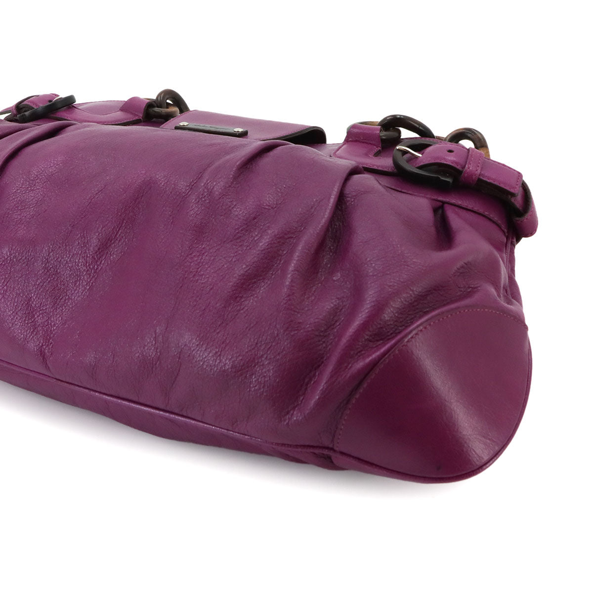 Gancini Wood Chain Shoulder Bag Leather Purple