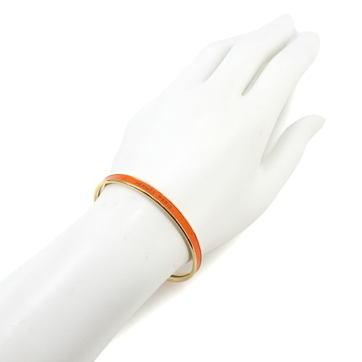 Uni Enamel Bangle Bracelet Orange Gold Accessory