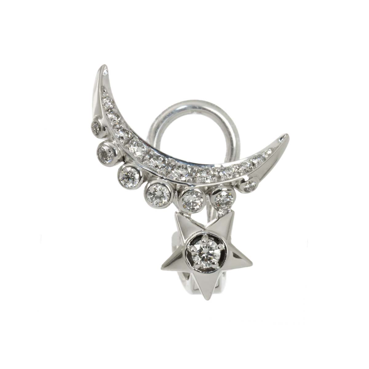 COMETE Diamond Earrings Clip-on 18K WG 750 One Piece only