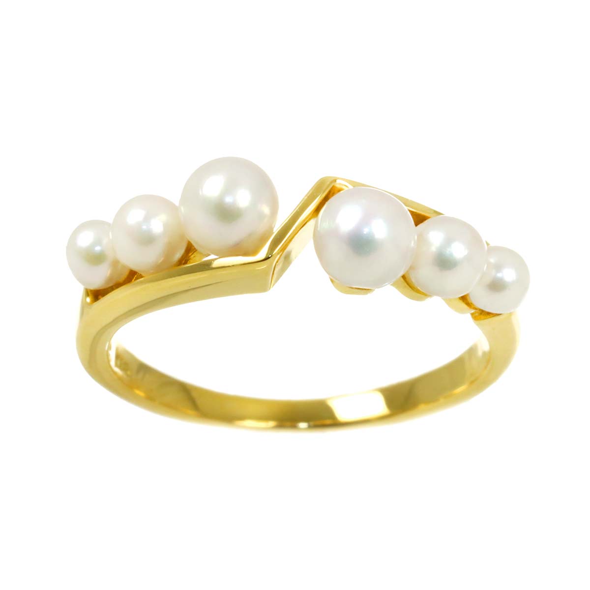 Baby Pearl 4.2-2.9mm Ring 18K YG 750 Size5.5-5.75(US)