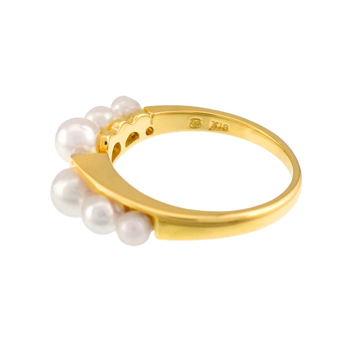 Baby Pearl 4.2-2.9mm Ring 18K YG 750 Size5.5-5.75(US)