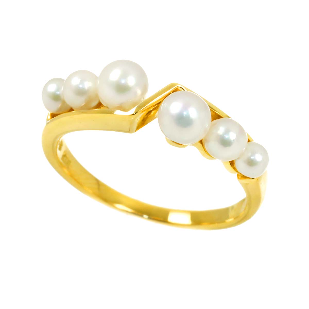 Baby Pearl 4.2-2.9mm Ring 18K YG 750 Size5.5-5.75(US)