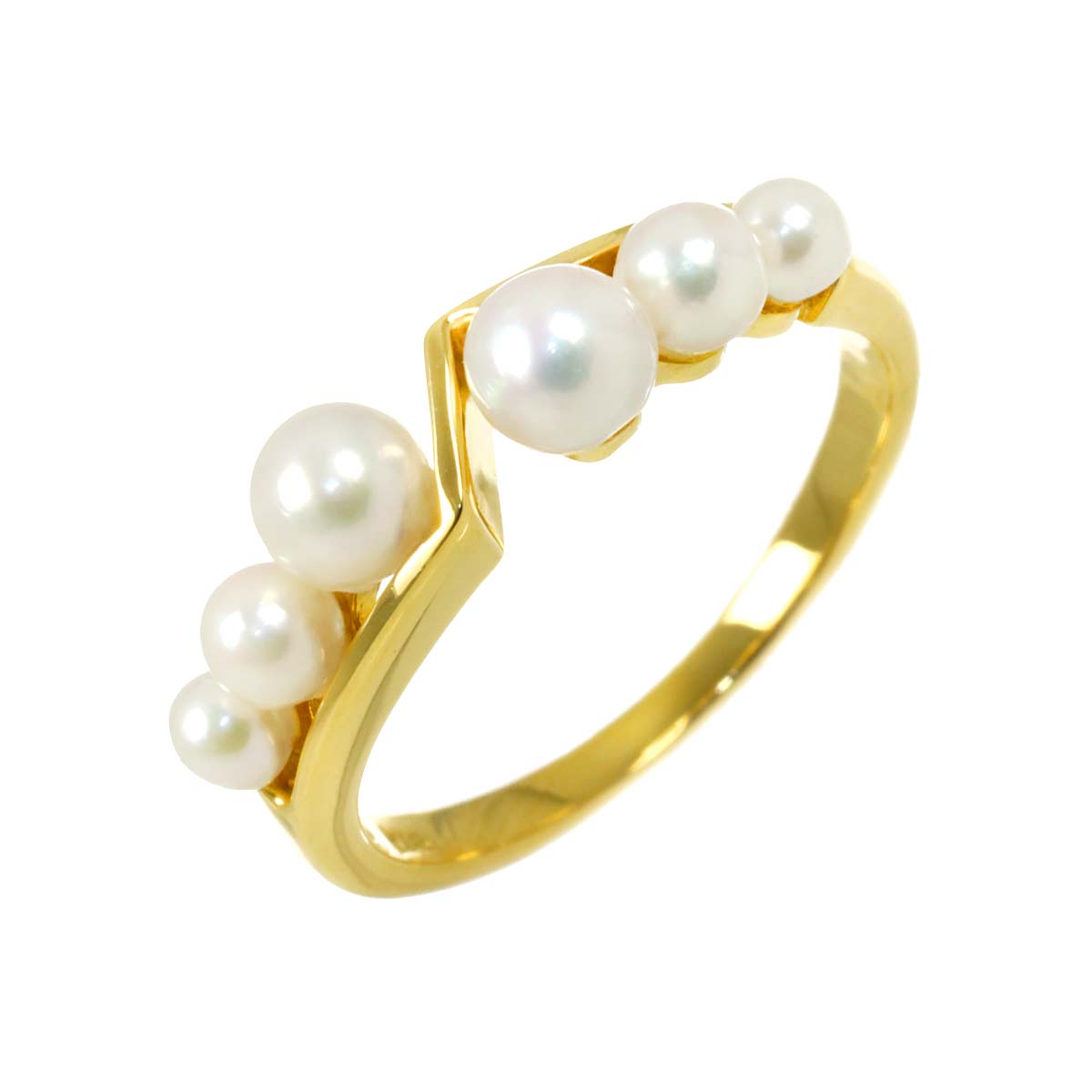 Baby Pearl 4.2-2.9mm Ring 18K YG 750 Size5.5-5.75(US)