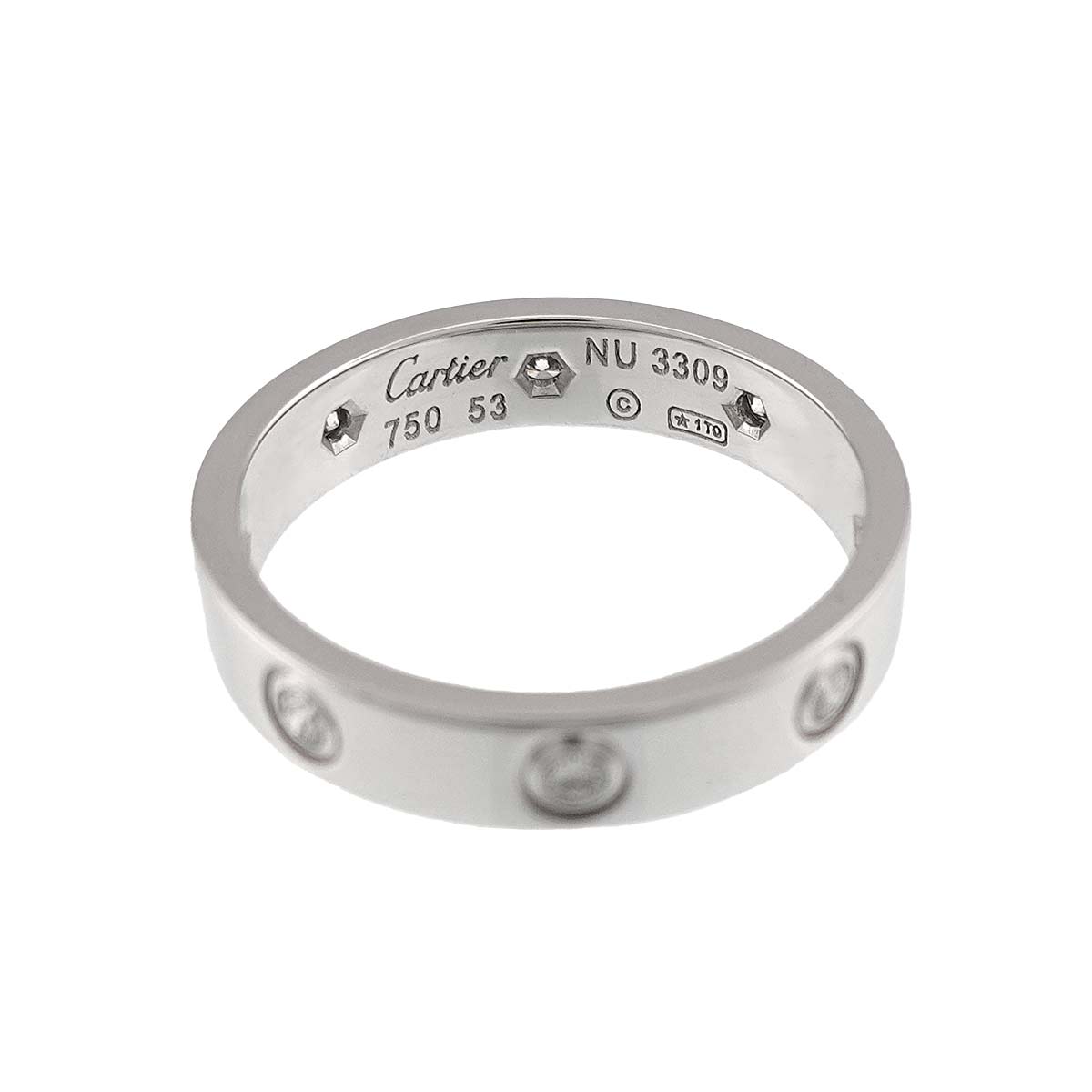 Mini Love Diamond Ring 18K White Gold 750 size53 6-6.25(US)