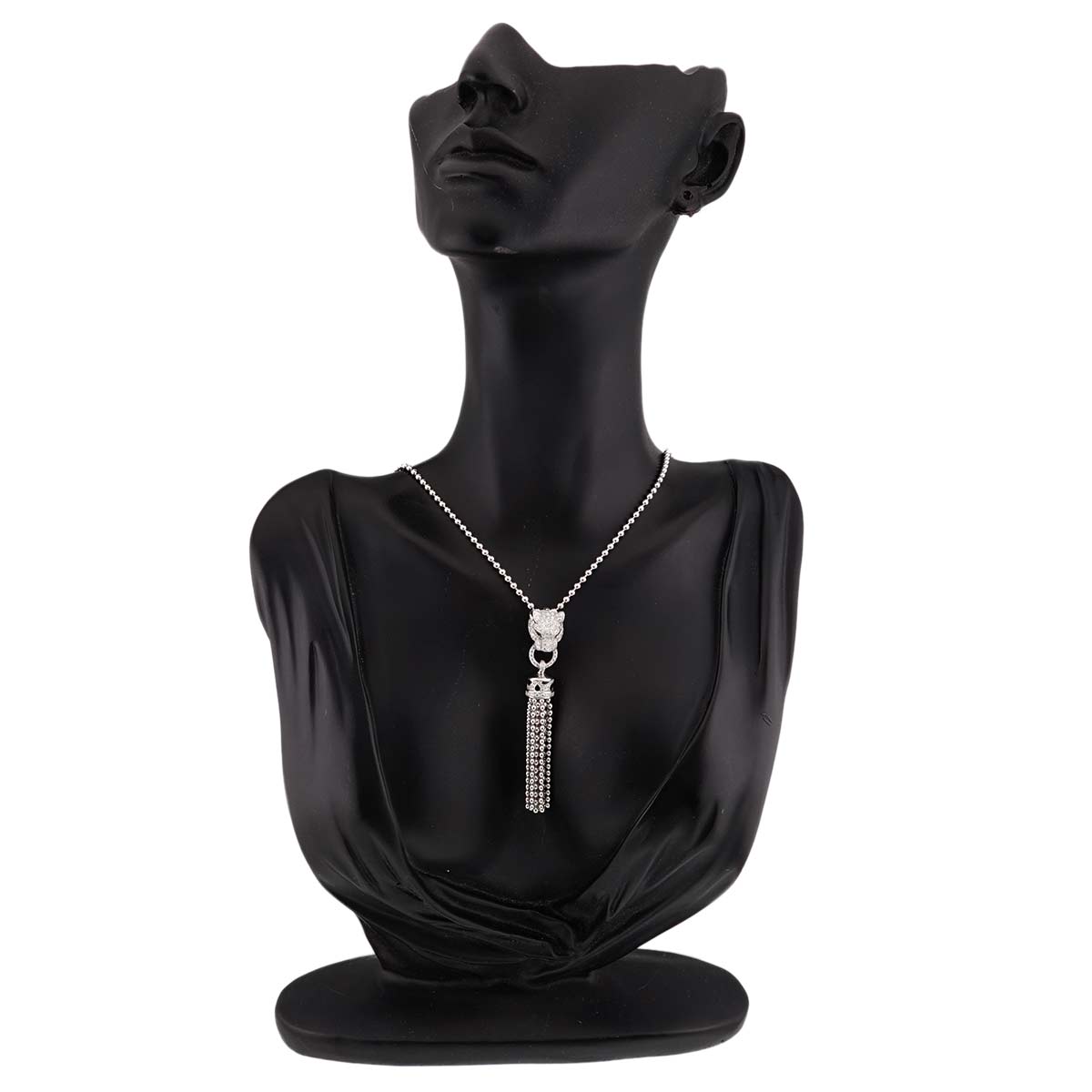 Cartier Panther Diamond Emerald Onyx Necklace 18K White Gold 750